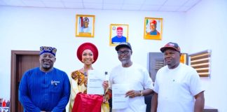 L–R: Obi Asika, Director-General, National Council for Arts and Culture (NCAC); Honourable Minister of Art, Culture, Tourism and the Creative Economy, Hannatu Musa Musawa Esq; Honourable Commissioner for Culture, Entertainment and Tourism, Anambra State, Mr. Don Onyeji; and Ernest Ezeajughi, Chief of Staff to the Governor of Anambra State, during the signing of a Memorandum of Understanding (MoU) for the Renewed Hope Project with Anambra State, held on 17th October 2025.