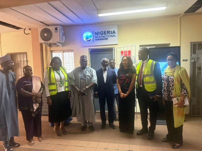 Aviation Commences Personnel Audit And Skills Gap Analysis 4th from left, PS.Ministry of Aviation and Aerospace Development, Dr.Ibrahim Abubakar Kana mni, 4th from right, Mr.Olufunsho Philips, Managing Director, Philips Consulting, 3rd from right, Brian Williams, MD/CEO Nigeria Air show