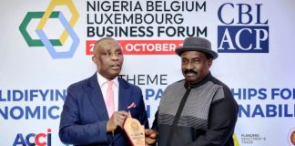 R-L DG . Nigeria Civil Aviation Authority (NCAA), Capt. Chris Najomo and Mr. Colins Nweke, Organizer, Nigeria Belgium Luxembourg Business Forum.