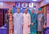 Honourable Minister of Information and National Orientation, Mohammed Idris (2nd left), in a group photograph with representatives of the Abdullahi Omaki Community Peace Initiatives Network during a courtesy visit to the Ministry in Abuja on October 8, 2025. With him are Amb. Abdullahi A. Omaki, EVC/Founder, Abdullahi Omaki Community Peace Initiatives Network (3rd left); Sir Bola Abimbola, Member, Board of Trustees (1st right); Mrs. Panritmwa Haryy-Odoh, Programme Officer (2nd right); and Patience Ikoro, Executive Assistant (1st left).