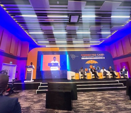 Nigeria's representative at the 2025 Africa Health Tech Summit AHTS at Kigali, Rwanda; Dr Iziaq Adekunle Salako delivering his keynote address during the Continental health Tech meeting.