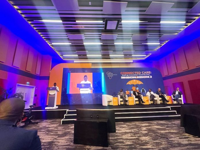 Digital Health Skilling Nigeria's representative at the 2025 Africa Health Tech Summit AHTS at Kigali, Rwanda; Dr Iziaq Adekunle Salako delivering his keynote address during the Continental health Tech meeting.