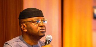 The Honourable Minister of Water Resources and Sanitation, Engr. Prof. Joseph Terlumun Utsev, delivering his keynote address at the SURWASH Review Meeting.