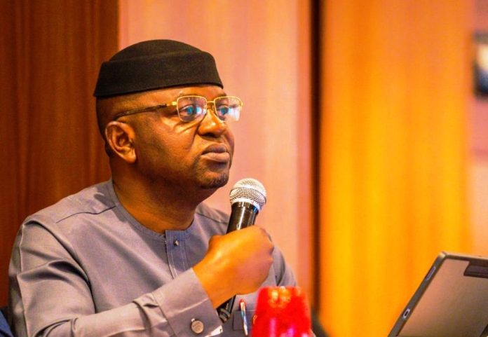 Engr. Prof. Joseph Terlumun Utsev The Honourable Minister of Water Resources and Sanitation, Engr. Prof. Joseph Terlumun Utsev, delivering his keynote address at the SURWASH Review Meeting.