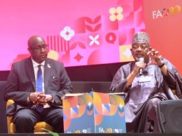 From right, the Minister of Agriculture and Food Security, Sen Abubakar Kyari, during the High-Level Panel Discussion at the FAO Hand - in Hand Sahel Regional Initiative in Rome, Italy.