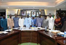 The Permanent Secretary,FMAFS, Dr Marcus Ogunbiyi (C), with the technical committee members during the inauguration ceremony in Abuja.