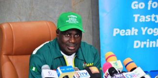 The Minister of State for Agriculture and Food Security, Sen Dr Aliyu Sabi Abdullahi during the Ministerial Press Briefing of the 2025 World Food Day Celebration.