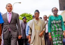 L-R: Secretary-General of the International Maritime Organization (IMO), Arsenio Domínguez; Minister of Marine and Blue Economy, Adegboyega Oyetola and Deputy Vice Chancellor (Academics and Research), University of Lagos, when the IMO Secretary-General visited the Institute of Maritime Studies at the university as part of his visit to Nigeria, on Friday.