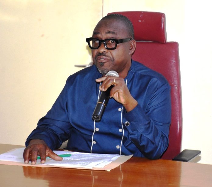 Mr Anthony Olugbenga Oshin The Acting National Coordinator CEO SERVICOM PRESIDENCY, Mr Anthony Olugbenga Oshin addressing the Nodal Officers today during the SERVICOM Charter Performance Reporting Meeting.