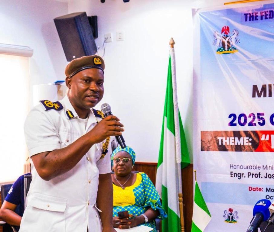 Mr. Aghogho Gbetsere, representative of the Honourable Minister of Environment, delivering his address during the press briefing to commemorate the 2025 Global Handwashing Day in Abuja.