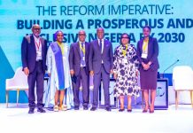 Left to Right: Omoboyede Olusanye (Vice President, Nigerian Economic Summit Group), Barbara Barungi ( Managing Partner, Imara Africa Consulting), Matthew Verghis (Country Director, World Bank), The Honourable Minister of Finance and Coordinating Minister of the Economy. Mr Wale Edun, Patience Oniha (Director-General Debt Management Office) DMO, Mrs Oluwakemi Owonubi Babalogbon (Executive Director Risk MOFI)