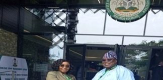 Hon. Chairman, Federal Civil Service Commission (FCSC), Prof. Tunji Olaopa (right) with the Head of the Civil Service of the Federation (HCSF), Mrs. Didi Esther Walson-Jack at the maiden one-day joint retreat at the Office of the National Security Adviser Complex, Abuja.