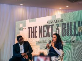 L- R Semafor’s Yinka Adegoke and the Honourable Minister of State for Finance Dr Doris Uzoka-Anite at Semafor’s Next 3 Billion Tour held  today in Abuja