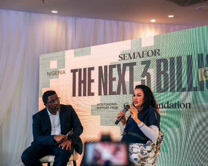 L- R Semafor’s Yinka Adegoke and the Honourable Minister of State for Finance Dr Doris Uzoka-Anite at Semafor’s Next 3 Billion Tour held  today in Abuja