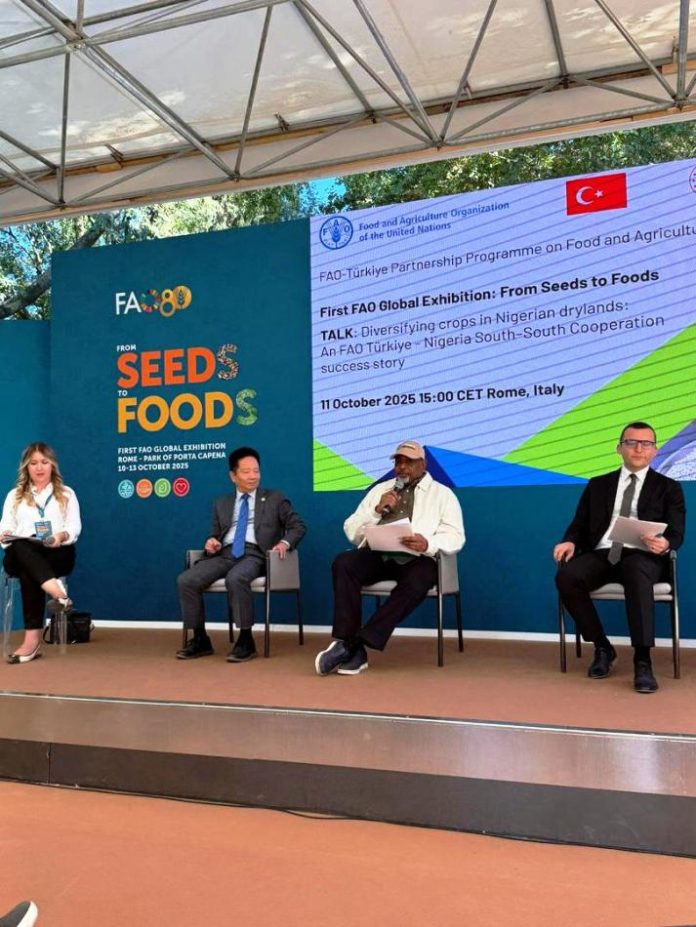 Sen Abubakar Kyari during the 2025 World Forum The Minister of Agriculture and Food Security, Sen Abubakar Kyari ( C), during the 2025 World Forum, held in Rome, Italy. FEDERAL MINISTRY OF AGRICULTURE AND FOOD SECURITY