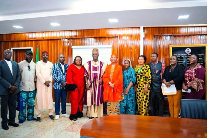 L–R: Hannatu Musa Musawa Esq, Honourable Minister of Art, Culture, Tourism and the Creative Economy, and High Chief Layi Labode Aare Baroyin, Founder of the Layi Labode Heritage Foundation, after the Honourable Minister inaugurated the Joint Working Committee for the Confederation of African Fashion, held at the Ministry on October 6, 2025.