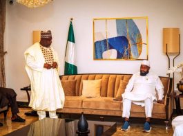 NC/CEO AUDA NEPAD Nigeria Hon Jabiru Salisu Abdullahi (left) addressing the Executive Governor of Niger State, His Excellency, Muhammad Umar Bago during the courtesy call at Government House, Mina, Niger State (right)