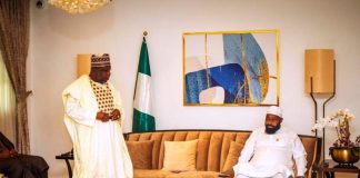 NC/CEO AUDA NEPAD Nigeria Hon Jabiru Salisu Abdullahi (left) addressing the Executive Governor of Niger State, His Excellency, Muhammad Umar Bago during the courtesy call at Government House, Mina, Niger State (right)