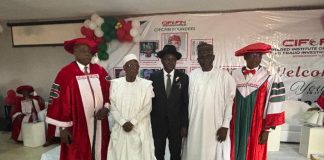 The Director General of NTAC, Rt. Hon. Yusuf Buba Yakub (2nd from right), flanked on his left by the Pioneer President and Chairman, Governing Council of CIFCIN, Dr. Iliyasu Buba Gashinbaki, and on his right by the Chairman of the Day’s event, Hon. Justice Moore Abraham Aseimo of the Supreme Court of Nigeria; Alh. Mairiga Aliyu Katuga, Chairman of the Securities and Exchange Commission (SEC); as well as the Registrar/Secretary of the CIFCIN Council, Dr. Isa Egah Salifu, during the Institute’s 2nd Founders’ Day held in Abuja on Thursday, *November 27, 2025.*