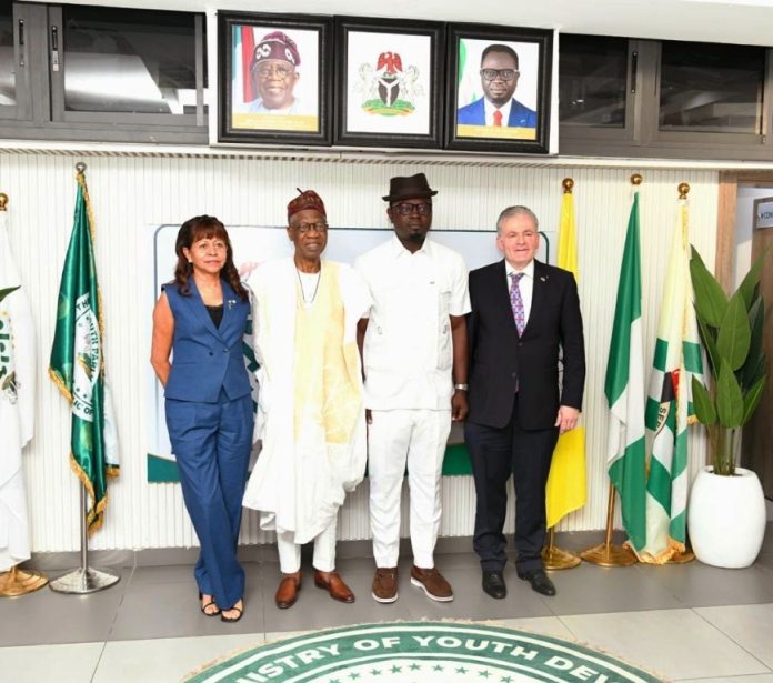 A cross-section of the meeting between the Honourable Minister of Youth Development, Comrade Ayodele Olawande, and the delegation from IHK Giessen-Friedberg Chambers of Commerce and Industry, Germany, held at the Minister’s office in Abuja.