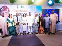 Newly sworn -in Honourable Minister, Federal Ministry of Humanitarian Affairs and Poverty Reduction, Dr Bernard M. Doro and his wife at the grand reception held in his honour in Abuja on Thursday 6th November, 2025