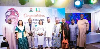 Newly sworn -in Honourable Minister, Federal Ministry of Humanitarian Affairs and Poverty Reduction, Dr Bernard M. Doro and his wife at the grand reception held in his honour in Abuja on Thursday 6th November, 2025