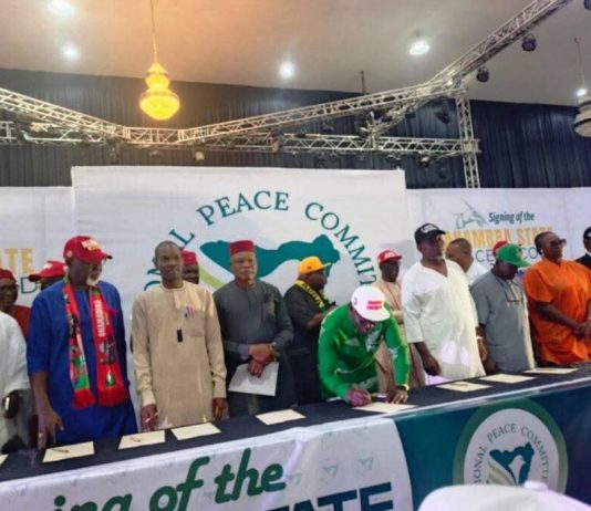 IGP, INEC, Others Present As Candidates Sign Peace Accord Ahead Of Anambra Guber Election