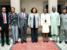 HCSF, Mrs Didi Esther Walson-Jack, OON, mni (m) flanked by members of the Steering Committee for the 2026 International Civil Service Conference after the inauguration