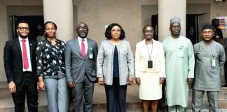 HCSF, Mrs Didi Esther Walson-Jack, OON, mni (m) flanked by members of the Steering Committee for the 2026 International Civil Service Conference after the inauguration