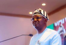 FG, Development Partners Unite to Accelerate Sanitation for All at Maiden National Sanitation Conference The Honourable Minister of Water Resources and Sanitation, Engr. Prof. Joseph Terlumun Utsev, FNSE, delivering his welcome remarks during the opening ceremony of the maiden National Sanitation Conference in Abuja today.