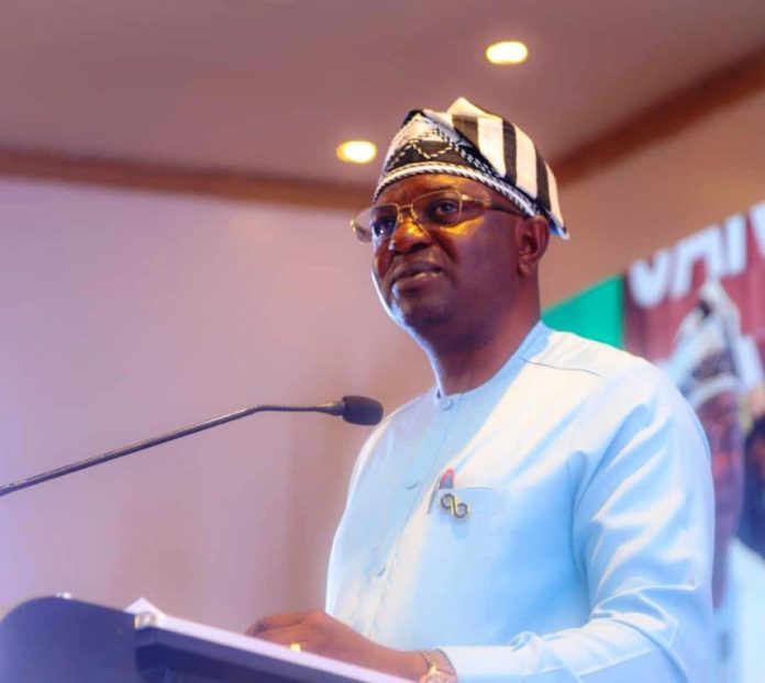 The Honourable Minister of Water Resources and Sanitation, Engr. Prof. Joseph Terlumun Utsev, FNSE, delivering his welcome remarks during the opening ceremony of the maiden National Sanitation Conference in Abuja today.