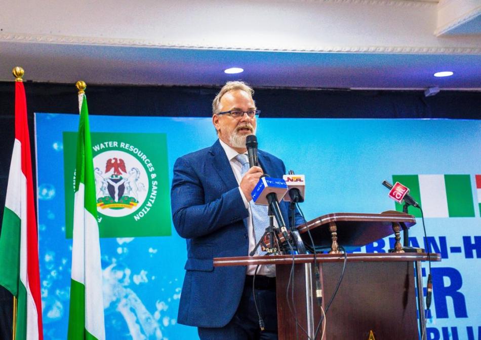 His Excellency Lóránd Endreffy, Ambassador of Hungary to Nigeria, delivering his Opening Remarks during the Nigerian–Hungarian Water Forum.
