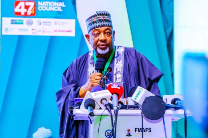 Minister Sen Abubakar Kyari The Minister of Agriculture and Food Security, Sen Abubakar Kyari, addressing the Council during the 47th National Council on Agriculture and Food Security.