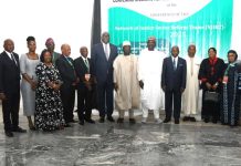 From L/R Co-chairman FJRCC Prof Muhammad Tabiu SAN, HON.HAGF and Minister of Justice Lateef Fagbemi SAN, and the Governor of Nasarawa stae hisExcellency Abdulahi sule and the Deputy Governor of Nasarawa state Dr Agbadu Akabe and the chief judge of Nasarawa state HON. Justice Aisha Bashir and the Attorney General of Nasarawa State BAR. Isaac Danladi snd participants in a group photograph during the Network of Reform teams conference lafiya Nasarawa State 28th November 2025.