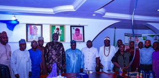 6 from Left is the Surveyor General of the Federation Abdulganiyu Adeyemi Adebomehin and other stakeholders at the meeting