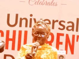The Permanent Secretary, Dr. Maryam Ismaila Keshinron delivering a key note address on behalf of the Minister, Federal Ministry of Women Affairs and Social Development, Hajiya Imaan Suleiman Ibrahim fsi, as she unveiled the State of the Nigerian Girl Child Report II (2025) and launched the National Guidelines on Alternative Care for Children during the 7th National Children’s Parliament sitting held at the Continental Hotel, Abuja
