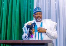 The Representative of Mr. President and Minister of Agriculture and Food Security, Sen Abubakar Kyari, during the launch of GFDMP.