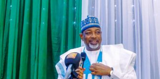 The Representative of Mr. President and Minister of Agriculture and Food Security, Sen Abubakar Kyari, during the launch of GFDMP.