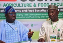 L-R, the Permanent Secretary, FMAFS, Dr Marcus Olaniyi Ogunbiyi and Director, Planning and Policy Coordination, Mr Ibrahim Tanimu during the opening ceremony of the Technical Session of National Council on Agriculture and Food Security in Kaduna, Kaduna State.
