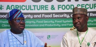 L-R, the Permanent Secretary, FMAFS, Dr Marcus Olaniyi Ogunbiyi and Director, Planning and Policy Coordination, Mr Ibrahim Tanimu during the opening ceremony of the Technical Session of National Council on Agriculture and Food Security in Kaduna, Kaduna State.