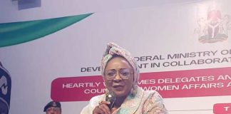 The Hon. Minister, Federal Ministry of Women Affairs and Social Development, Imaan Suleiman Ibrahim fsi delivering her speech at the 25th National Council of Women Affairs and Child Development held in Benin City between the 9th of November and 14th of November 2025