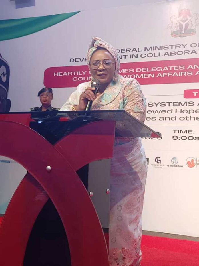 Women Affairs Minister The Hon. Minister, Federal Ministry of Women Affairs and Social Development, Imaan Suleiman Ibrahim fsi delivering her speech at the 25th National Council of Women Affairs and Child Development held in Benin City between the 9th of November and 14th of November 2025