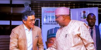 L-R, the World Bank’s Head of Delegation, Hardwick Ichale and Minister of Agriculture and Food Security, Sen Abubakar Kyari during the courtesy visit