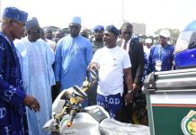 FG Launches Youth-Focused Electric Tricycle Empowerment Initiative to Boost Green Economy Growth From left: National President, National Commercial Tricycle and motorcycle owners and riders Association (NATOMORAS), Alhaji Usman Gwoza; Representative of President, Muhammadu Dingyadi; Minister of Youth Development, Comrade Ayodele Olawande and the Chief Executive Officer, House of Destiny, Dr Israel Olajumoke, during the National launch of the electric tricycle empowerment initiative organised by the Federal Ministry of Youth Development in collaboration with House of Destiny and NATOMORAS in Abuja on Wednesday (26/11/25).