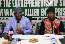 FG Empowers Retirees On Entrepreneurship Skills Development L-R, the Permanent Secretary, FMAFS, Dr Marcus Olaniyi Ogunbiyi and Director,Reform Coordination, Services Improvement and Innovation Department, Mr. Udo Efik, during the workshop in Abuja.
