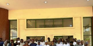 From 6th L (front row): RMAFC Chairman, Dr. Mohammed Bello Shehu OFR; The Executive Governor of Kogi State, Alh. Ahmed Usman Ododo FCA; Representative of NUPRC, Mrs Jenifer Ekekhide, Fed Commissioner representing kogi state, Hon Abdulaziz king and others in a group photograph at RMAFC HQ, Abuja.