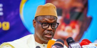 The Honourable Minister of State for Health & Social Welfare Dr. Iziaq Adekunle Salako delivering the keynote address during the event.