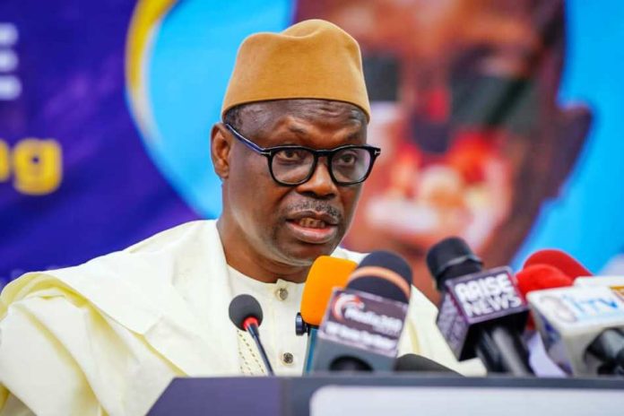 The Honourable Minister of State for Health & Social Welfare Dr. Iziaq Adekunle Salako delivering the keynote address during the event.