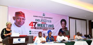 Head of the Civil Service of the Federation, Mrs Didi Esther Walson-Jack, OON, mni, delivering her keynote address at the opening ceremony of the 47th National Council on Establishment, on Wednesday, 3rd December, 2025, in Kano.
