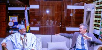 L- R, the Minister of Agriculture and Food Security, Sen Abubakar Kyari and FAO Chief for the Investment Centre in West and Central Africa, Alessandro Marini during the courtesy visit in Abuja.